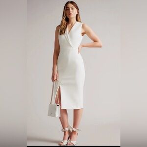 New Ted Baker Ivory Tilolah Seam Detail Bodycon Dress Size 2 $295